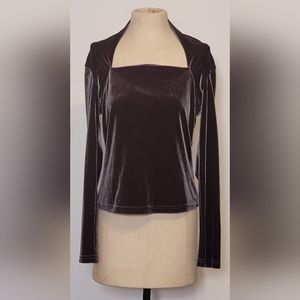 Linda Leal silver/grey velvet top. Size small. 30 bust.